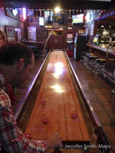 Matt tries his hand at shuffleboard