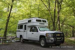 Our campsite along the Bradley Fork river at Smokemont Campground in the Great Smoky Mountains National Park, North Carolina